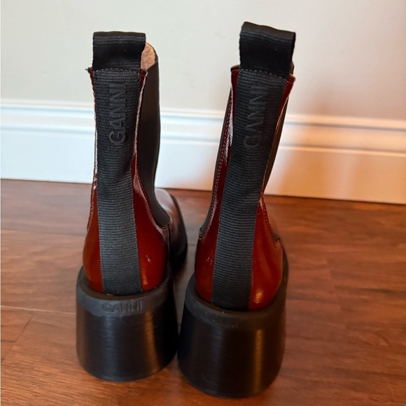 NWOT Ganni Elegant Chestnut Brown Leather Ankle Boots-Size 5, Euro 35 - Picture 5 of 12